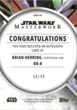 2022 Brian Herring as BB-8 Autograph Topps Star Wars Masterwork #MWA-BH BLUE FOIL AUTO 53/99