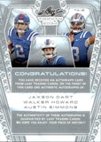 2024 Jaxson Dart Walker Howard Austin Simmons Leaf Trinity TRIPLE AUTO 1/1 New York Giants Ole Miss Rebels #TA-8
