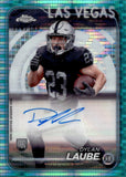2024 Dylan Laube Topps Chrome AQUA GEOMETRIC REFRACTOR ROOKIE AUTO 174/199 Las Vegas Raiders #RA-DLA