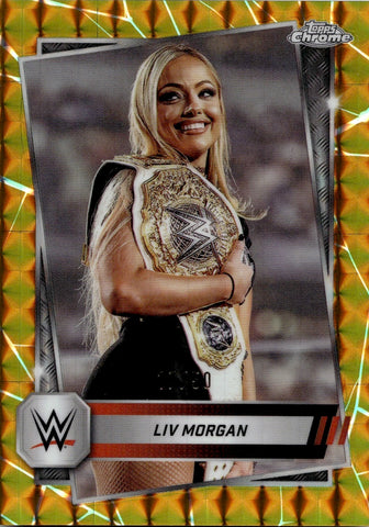 2025 Liv Morgan Topps Chrome WWE GOLD GEOMETRIC REFRACTOR 17/50 #146 Monday Night Raw