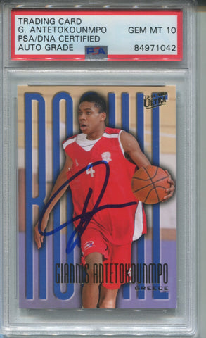 2013-14 Giannis Antetokounmpo Upper Deck Ultra ROOKIE PSA AUTHENTIC 10 AUTO AUTOGRAPH RC #208 Milwaukee Bucks 1042