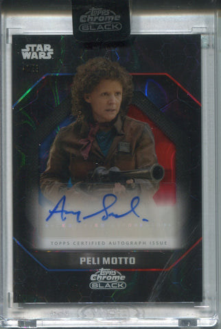 2024 Amy Sedaris as Peli Motto Topps Chrome Black BLUE RED LAVA AUTO ENCASED 40/99 #ALS-SE