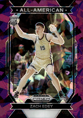 2024 Zach Edey Panini Prizm Draft ALL-AMERICAN PURPLE CRACKED ICE ROOKIE 35/149 Memphis Grizzlies #15