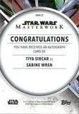 2022 Tiya Sircar as Sabine Wren Autograph Topps Star Wars Masterwork #MWA-TS AUTO
