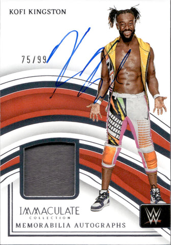 2023 Kofi Kingston Panini Immaculate Collection WWE SHIRT AUTO 75/99 AUTOGRAPH RELIC #MA-KKG Monday Night Raw