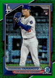 2024 Yoshinobu Yamamoto Bowman Chrome Mega Box GREEN REFRACTOR ROOKIE 93/99 RC #73 Los Angeles Dodgers