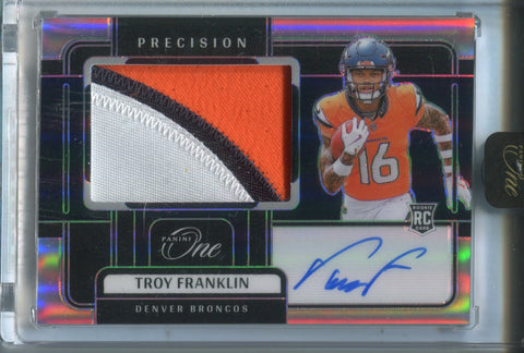 2024 Troy Franklin Panini One PRECISION ROOKIE JUMBO PATCH AUTO 95/99 AUTOGRAPH RELIC #312 Denver Broncos