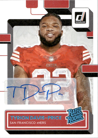 2022 Tyrion Davis-Price Panini Donruss PLATINUM CANVAS PORTRAIT RATED ROOKIE AUTO 46/49 AUTOGRAPH #326 San Francisco 49ers