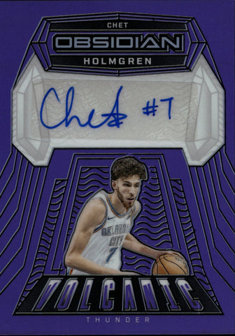 2023-24 Chet Holmgren Panini Obsidian PURPLE VOLCANIC AUTO 36/49 AUTOGRAPH #VS-CHT Oklahoma City Thunder