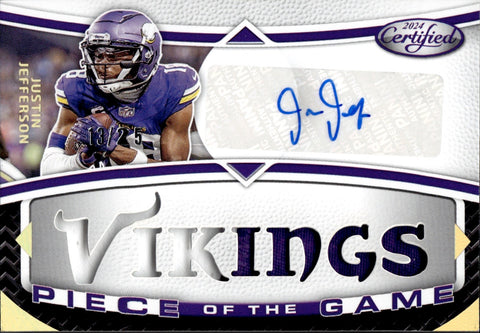 2024 Justin Jefferson Panini Certified PURPLE PIECE OF THE GAME PATCH AUTO 13/25 AUTOGRAPH RELIC #POTGS-JJ Minnesota Vikings