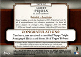 2011 Albert Pujols Topps Tribute RED TRIPLE JERSEY BAT AUTO 1/1 ONE OF ONE AUTOGRAPH RELIC #TATR-AP St. Louis Cardinals *NRMT Corners*