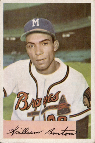 1954 Bill Bruton Bowman #224 Milwaukee Braves BV $25