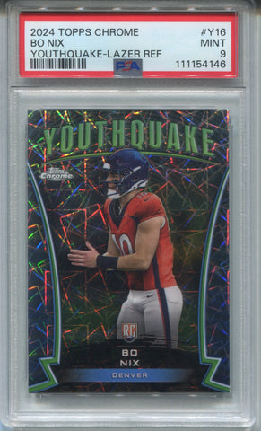 2024 Bo Nix Topps Chrome ROOKIE YOUTHQUAKE LAZER REFRACTOR RC PSA 9 #Y16 Denver Broncos 4146