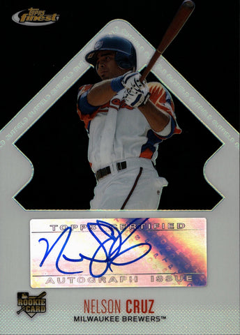 2006 Nelson Cruz Topps Finest ROOKIE BLACK REFRACTOR AUTO 51/99 AUTOGRAPH RC #153 Milwaukee Brewers