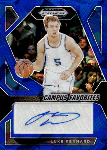 2024 Luke Kennard Panini Prizm Draft Picks CAMPUS FAVORITES BLUE CRACKED ICE AUTO 33/75 Atlanta Hawks #CFS-LKK
