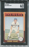 1975 Robin Yount Topps ROOKIE RC SGC 6 #223 Milwaukee Brewers HOF 5989