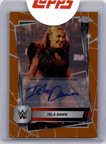 2025 Isla Dawn Topps Chrome ORANGE REFRACTOR AUTO 12/25 AUTOGRAPH #CLA-AW Monday Night Raw
