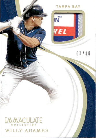 2019 Willy Adames Panini Immaculate SWATCHES LAUNDRY TAG PATCH 03/10 RELIC #IS-WA Tampa Bay Rays