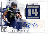 2019 DK Metcalf Panini Impeccable ROOKIE NUMBERS PATCH AUTO 16/75 AUTOGRAPH RELIC RC #RN11 Seattle Seahawks