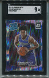 2017-18 De'Aaron Fox Donruss Optic SHOCK PRIZM RATED ROOKIE RC SGC 9 #196 SACRAMENTO KINGS 4234