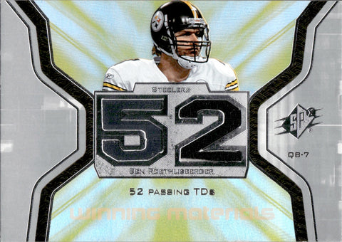 2007 Ben Roethlisberger Upper Deck SPx WINNING MATERIAL STATS JERSEY RELIC #WMS-BR Pittsburgh Steelers