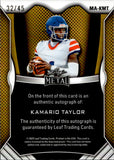 2025 Kamario Taylor Leaf Metal WHITE ROOKIE AUTO 32/45 AUTOGRAPH RC #MA-KMT Mississippi State Bulldogs