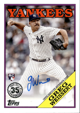 2023 Greg Weissert Series 2 1988 DESIGN ROOKIE AUTO 129/150 AUTOGRAPH RC #88BA-GW New York Yankees