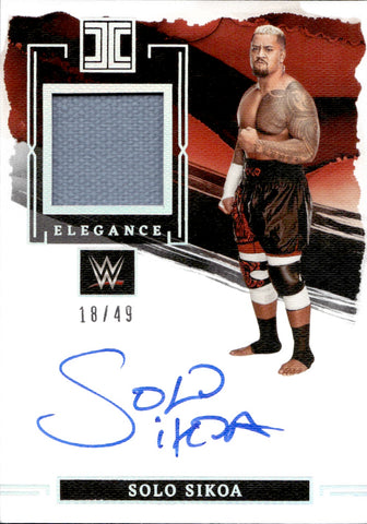 2023 Solo Sikoa Panini Impeccable HOLO SILVER MAT AUTO 18/49 AUTOGRAPH RELIC #EM-SSK Friday Night Smackdown