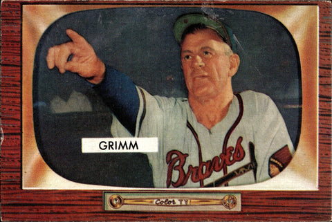 1955 Charlie Grimm Bowman #298 Milwaukee Braves BV $25