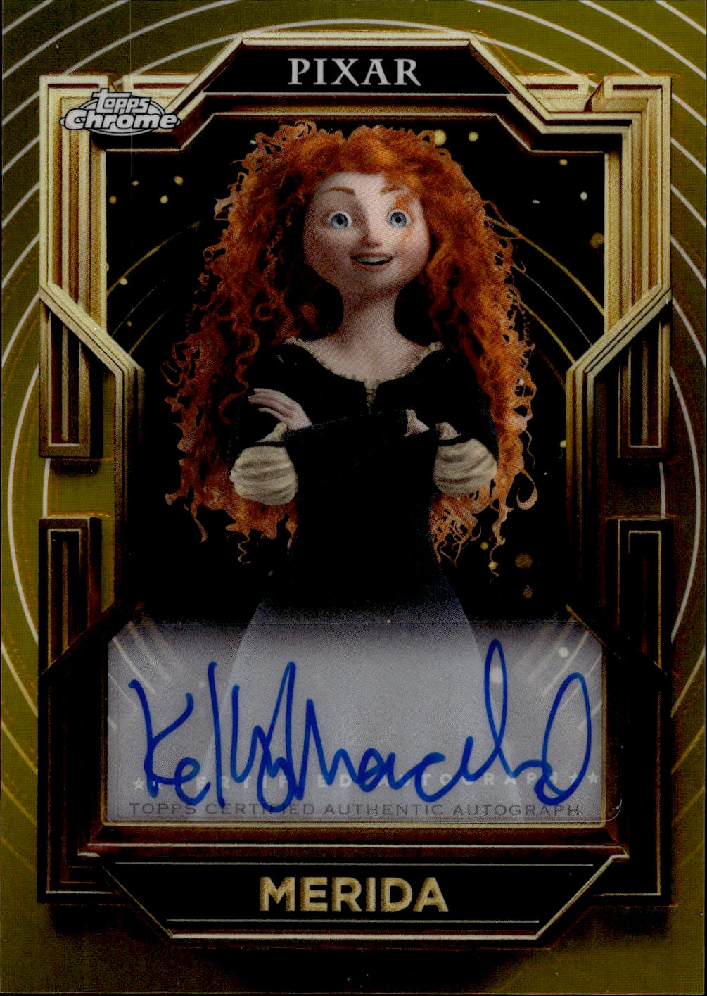 2025 Kelly MacDonald as Merida Topps Chrome Pixar Gold AUTO AUTOGRAPH