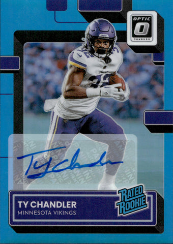 2022 Ty Chandler Donruss Optic AQUA RATED ROOKIE AUTO 43/99 AUTOGRAPH RC #282 Minnesota Vikings