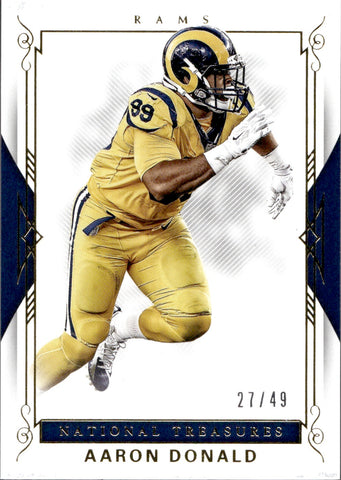 2017 Aaron Donald Panini National Treasures GOLD 27/49 #2 Los Angeles Rams