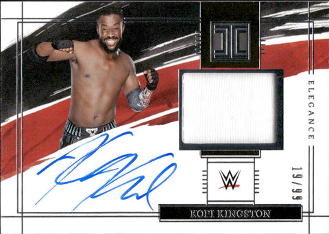 2022 Kofi Kingston Panini Impeccable WWE ELEGANCE SHIRT AUTO 19/99 AUTOGRAPH RELIC #EM-KKG Friday Night Smackdown