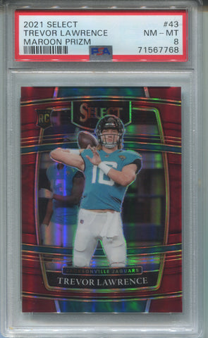 2021 Trevor Lawrence Panini Select MAROON CONCOURSE ROOKIE 067/149 RC PSA 8 #43 Jacksonville Jaguars 7768