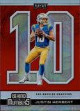 2020 Justin Herbert Panini Playoff RED BEHIND THE NUMBERS #BTN-26 Los Angeles Chargers