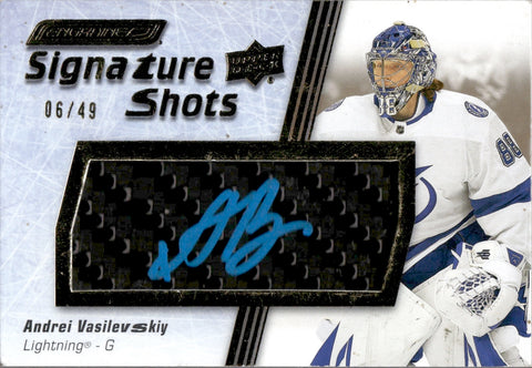2023-24 Andrei Vasilevskiy Upper Deck Engrained SIGNATURE SHOTS AUTO 06/49 AUTOGRAPH #SS-AV Tampa Bay Lightning "NRMT CORNERS"