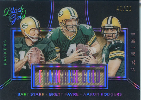 2016 Bart Starr Brett Favre Aaron Rodgers Panini Black Gold HOLO WHITE GOLD FRANCHISE GOLD 45/50 #FG1 Green Bay Packers