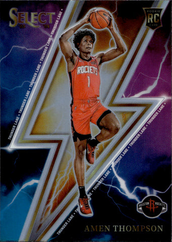 2023-24 Amen Thompson Panini Select HOLO SILVER ROOKIE THUNDER LANE RC #13 Houston Rockets