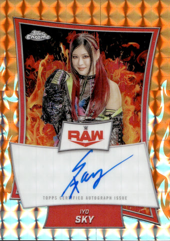 2025 Iyo Sky Topps Chrome WWE RED BRAND ORANGE GEOMETRIC AUTO 03/25 AUTOGRAPH #RBA-IYO Monday Night Raw