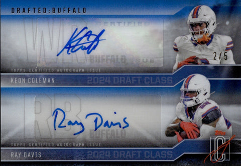 2024 Keon Coleman Ray Davis Topps Signature Class ROOKIE DUAL AUTO 2/5 AUTOGRAPH #DS-BUF Buffalo Bills
