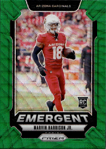 2024 Marvin Harrison Jr. Panini Prizm GREEN WAVE EMERGENT ROOKIE RC #5 Arizona Cardinals
