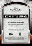 2022 Juan Gonzalez Topps Museum ARCHIVAL AUTO 18/25 AUTOGRAPH #AA-JG Texas Rangers