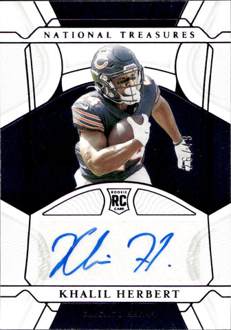 2021 Khalil Herbert Panini National Treasures PURPLE ROOKIE AUTO 26/49 AUTOGRAPH RC #103 Chicago Bears