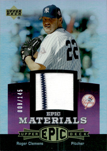 2006 Roger Clemens Upper Deck EPIC MATERIALS LIGHT PURPLE JERSEY 008/145 RELIC #EM-RC1 New York Yankees