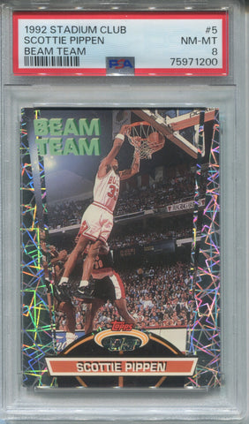 1992-93 Scottie Pippen Topps Stadium Club BEAM TEAM PSA 8 #5 Chicago Bulls HOF