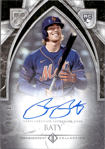 2023 Brett Baty Topps Transcendent ROOKIE SHOWCASE AUTO 02/20 AUTOGRAPH RC #TCRA-BBA New York Mets