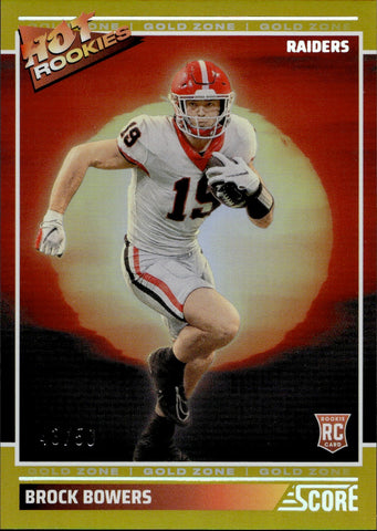 2024 Brock Bowers Panini Score GOLD ZONE HOT ROOKIE 43/50 RC #10 Las Vegas Raiders