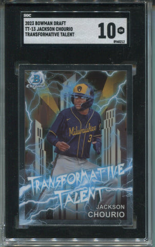 2023 Jackson Churio Bowman Chrome Draft TRANSFORMATIVE TALENT SGC 10 #TT-13 Milwaukee Brewers 0212