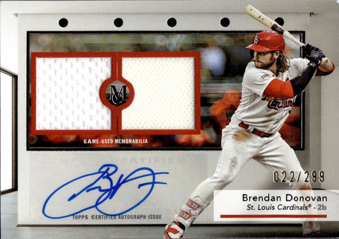 2024 Brendan Donovan Topps Museum Collection SIGNATURE SWATCHES DUAL JERSEY AUTO 022/299 AUTOGRAPH RELIC #SWDRA-BD St. Louis Cardinals