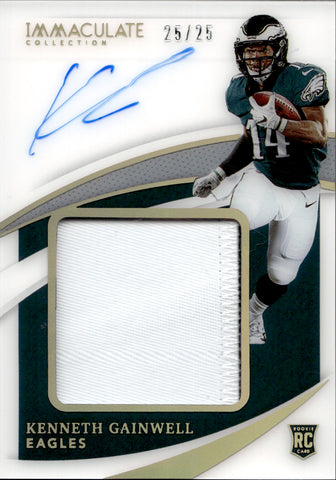 2021 Kenneth Gainwell Panini Immaculate Collection ROOKIE JUMBO PATCH AUTO 25/25 AUTOGRAPH RELIC #PPA-KG Philadelphia Eagles